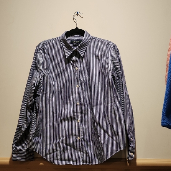 Ralph Lauren Tops - Ralph Lauren Navy Striped Button Down Shirt